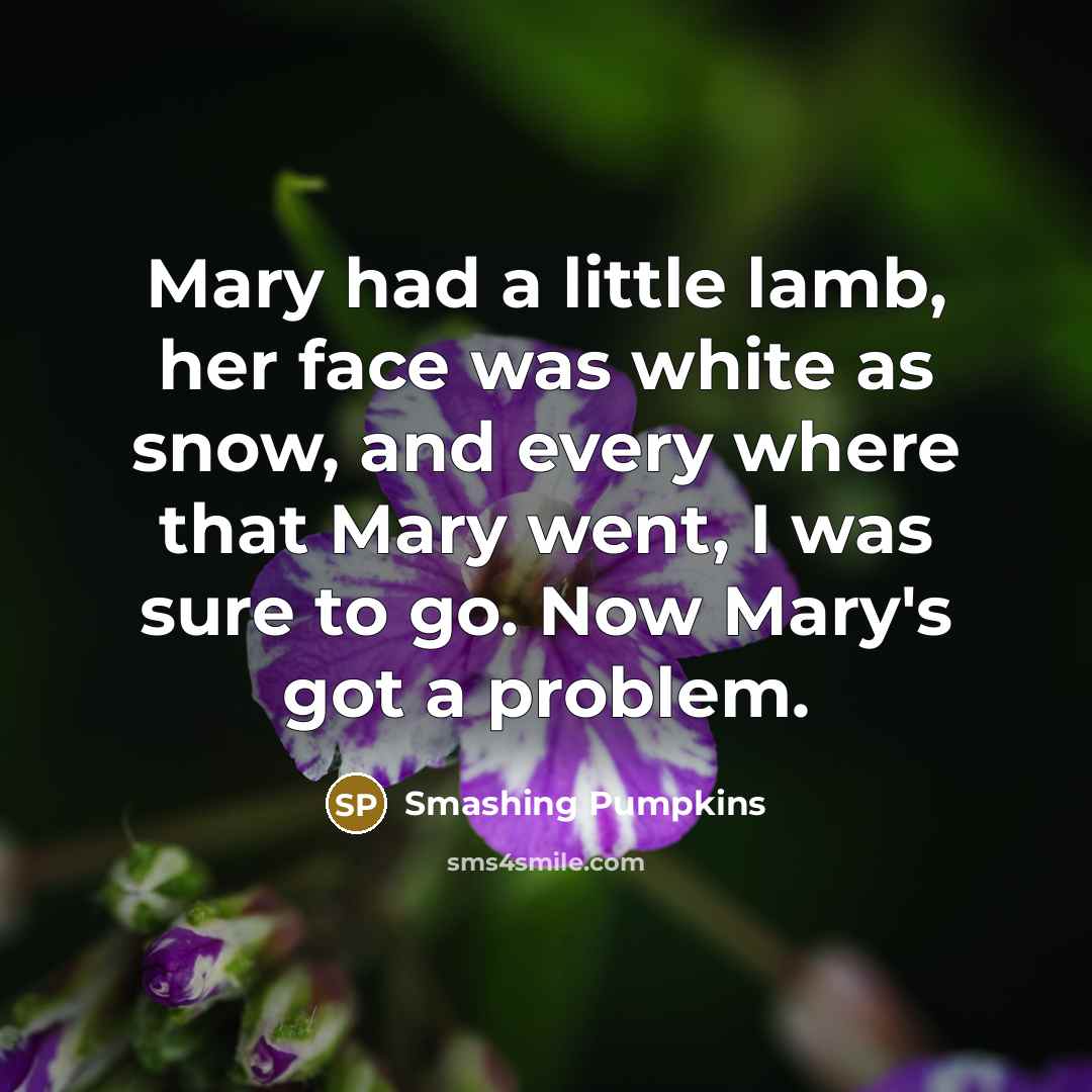 “Mary had a little lamb, her face was white as…” quote by Smashing Pumpkins