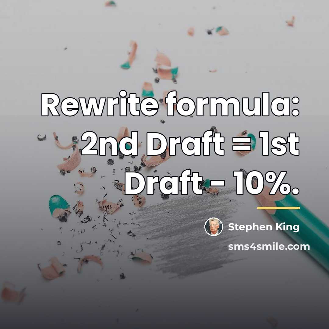“Rewrite formula: 2nd Draft = 1st Draft - 10%.…” quote by Stephen King