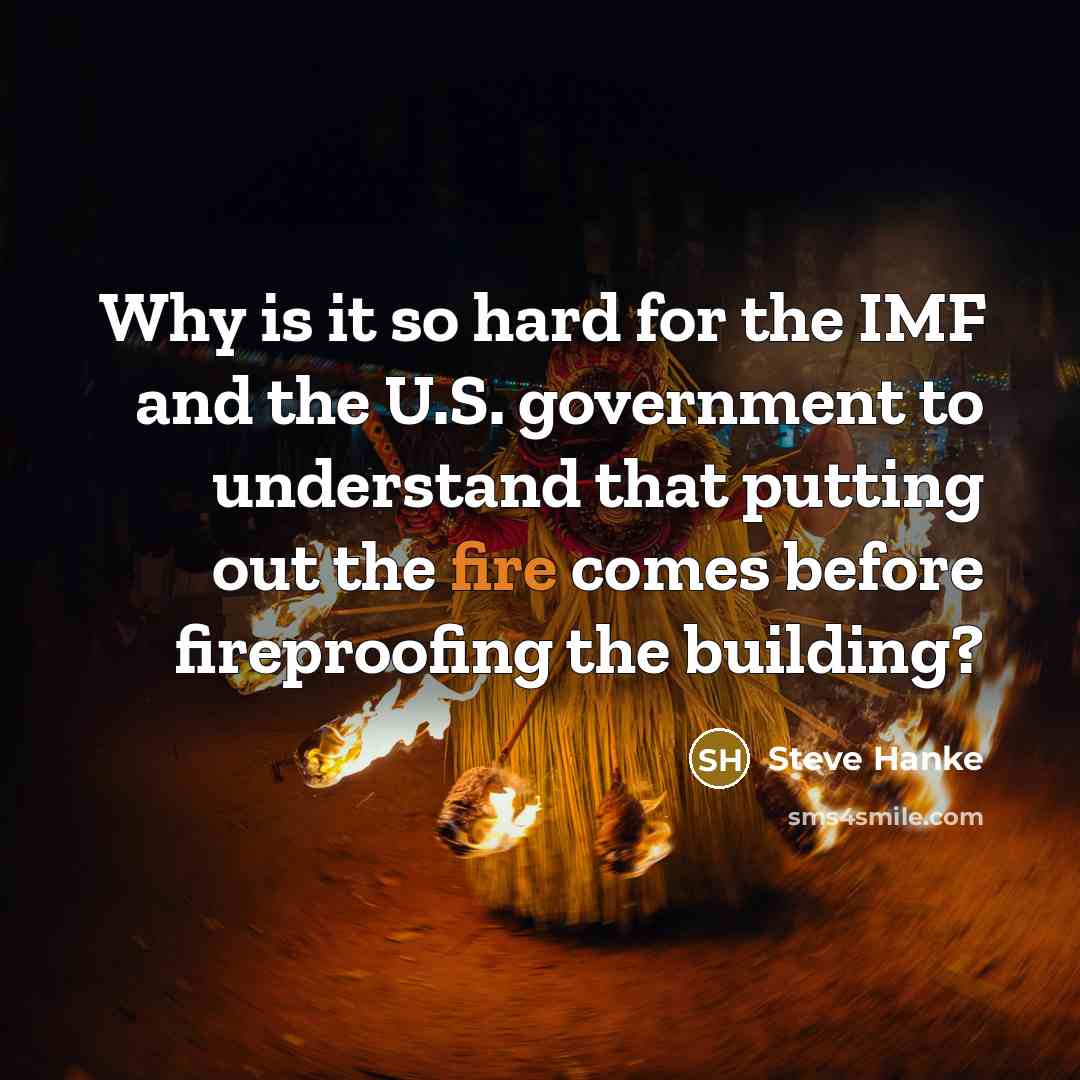 “Why is it so hard for the IMF and the…” quote by Steve Hanke