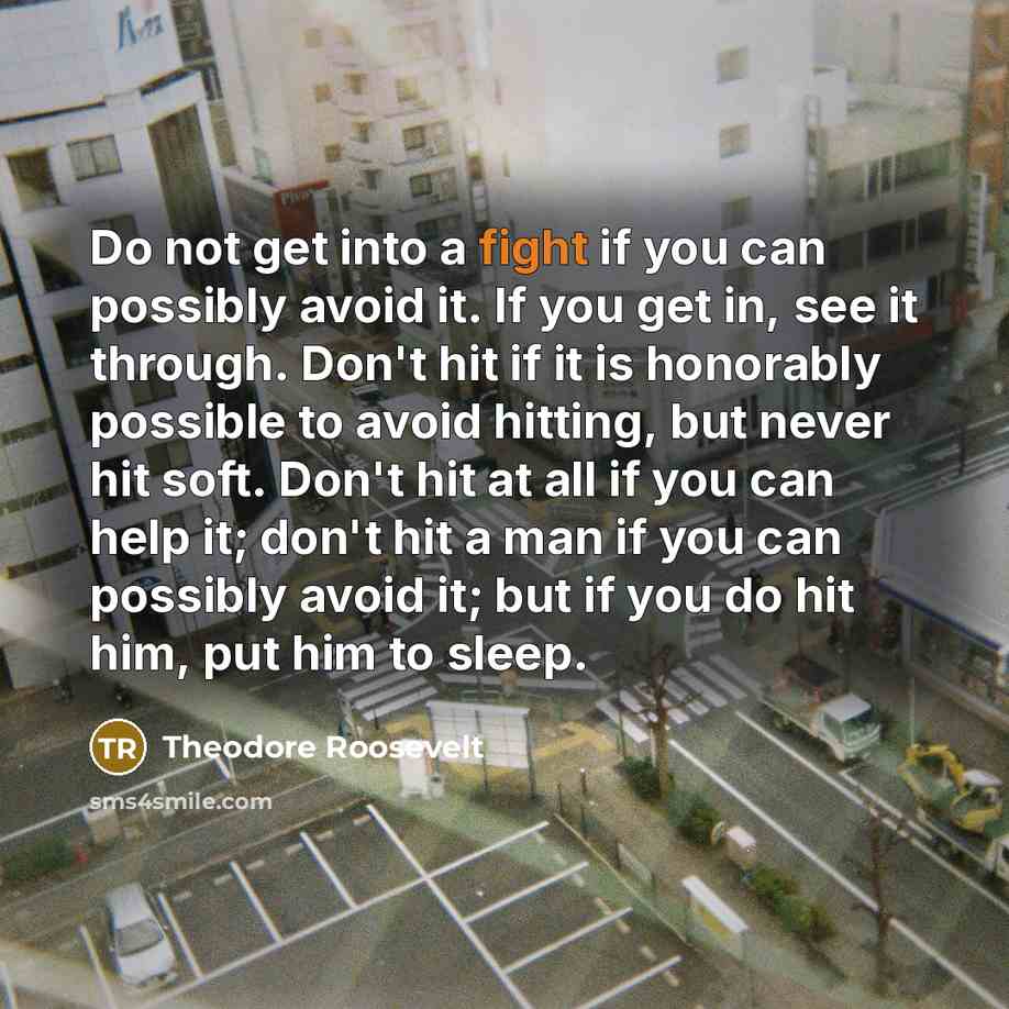“Do not get into a fight if you can possibly…” quote by Theodore Roosevelt