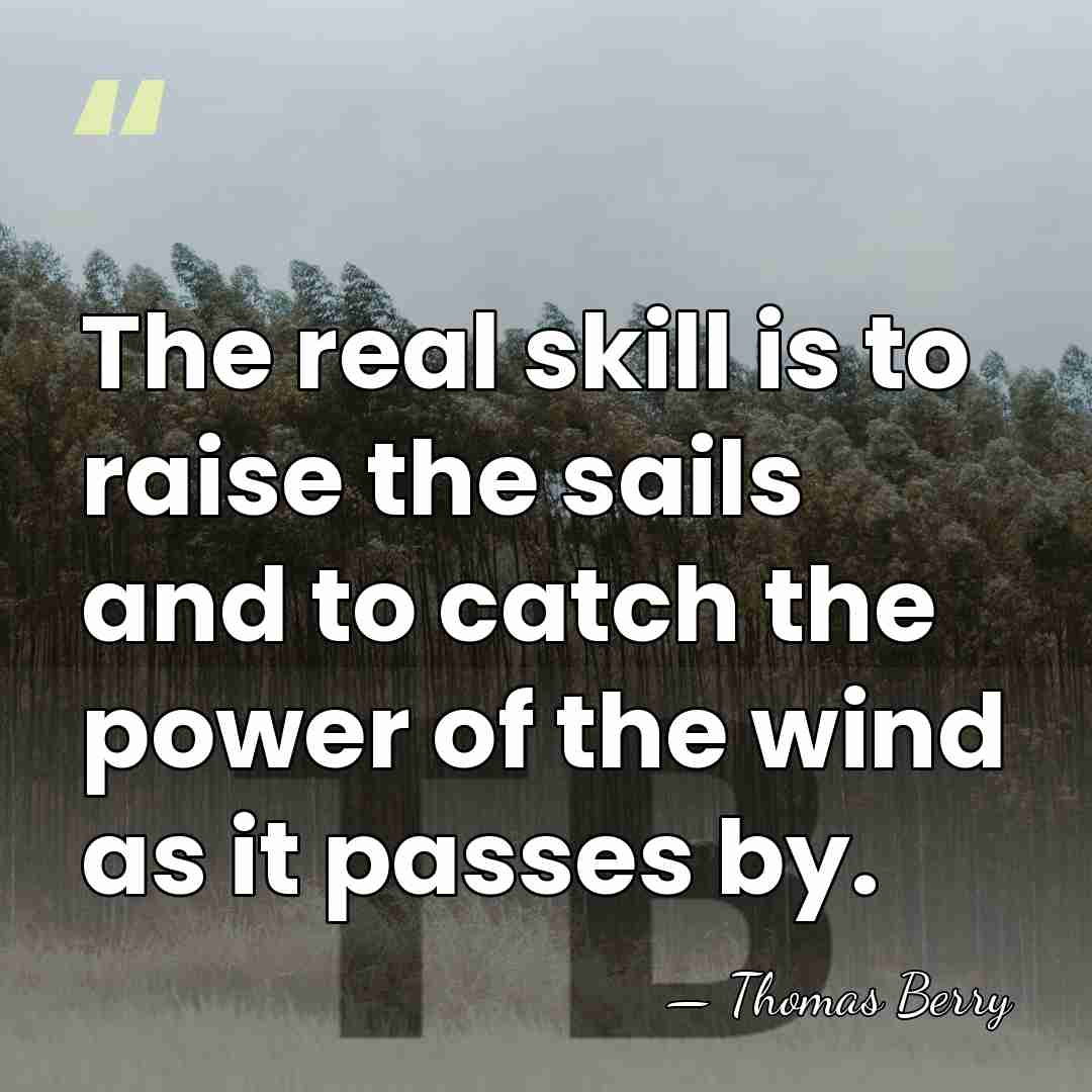 The real skill is to raise the sails and to catch the&hellip; - Thomas Berry