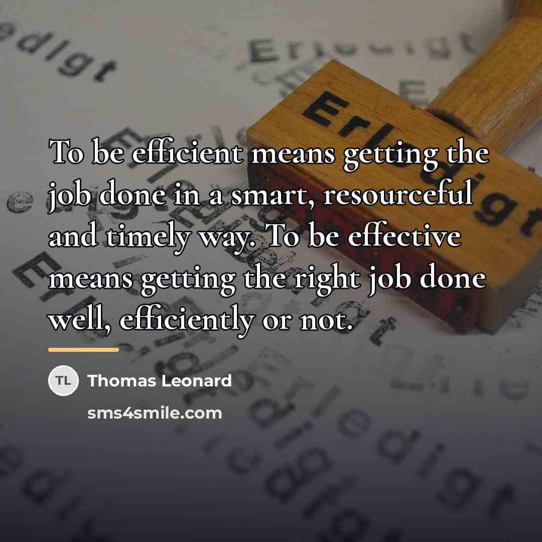 “To be efficient means getting the job done in a…” quote by Thomas Leonard