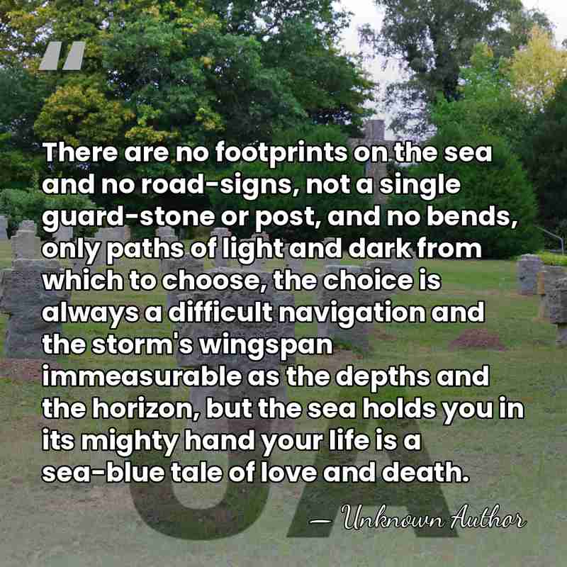 There are no footprints on the sea and no road-signs, not a&hellip; - Unknown Author