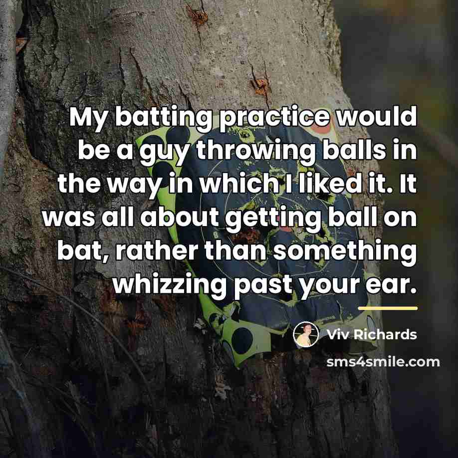 “My batting practice would be a guy throwing balls in…” quote by Viv Richards