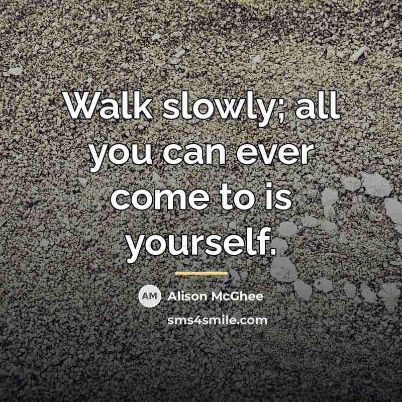 “Walk slowly; all you can ever come to is yourself.…” quote by Alison McGhee