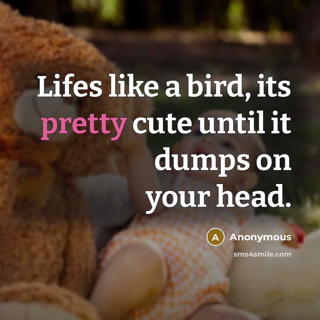 “Lifes like a bird, its pretty cute until it dumps…” quote by Anonymous