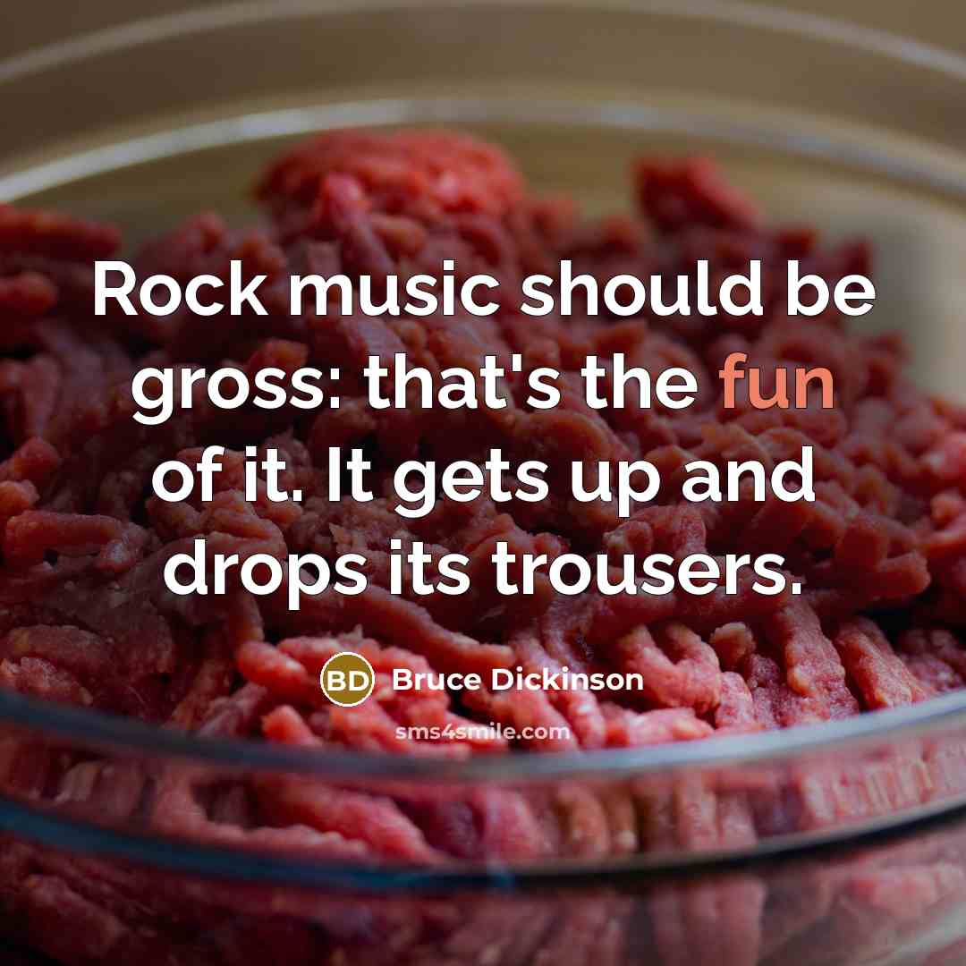 “Rock music should be gross: that's the fun of it.…” quote by Bruce Dickinson