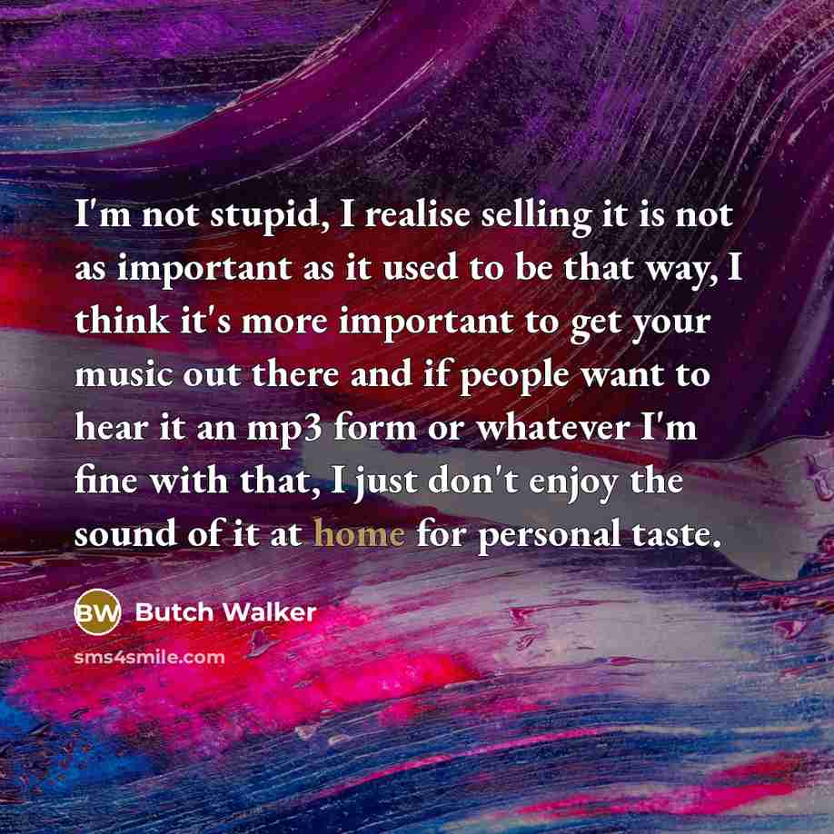 “I'm not stupid, I realise selling it is not as…” quote by Butch Walker