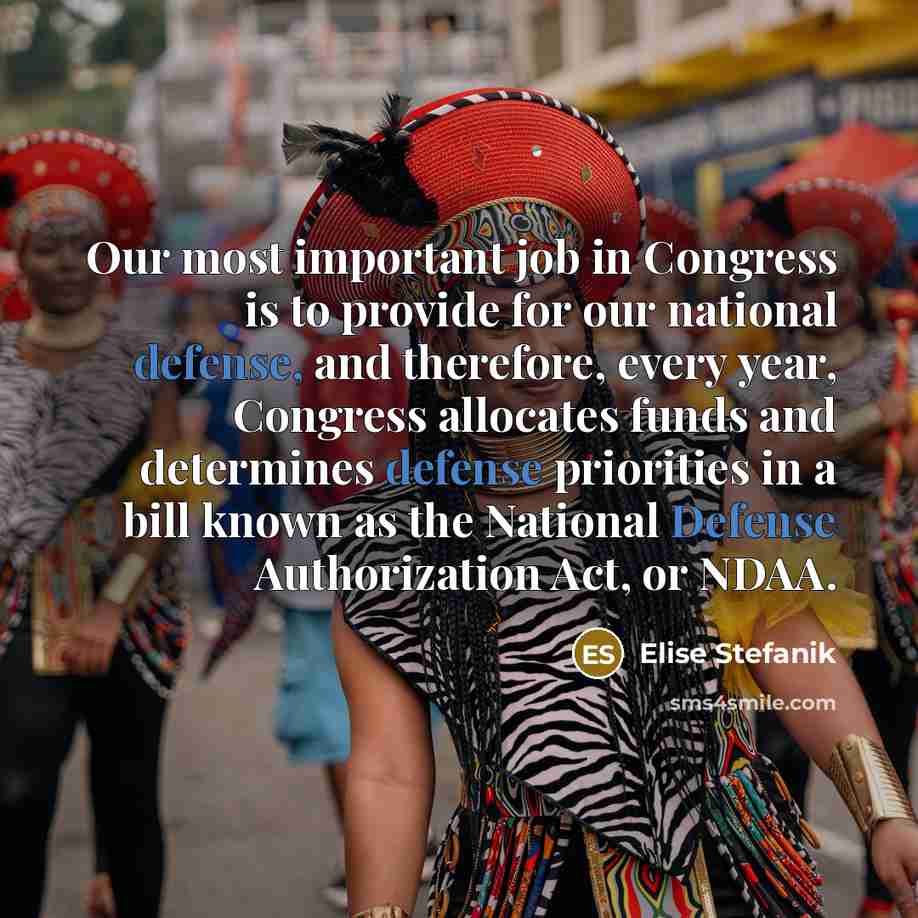 “Our most important job in Congress is to provide for…” quote by Elise Stefanik
