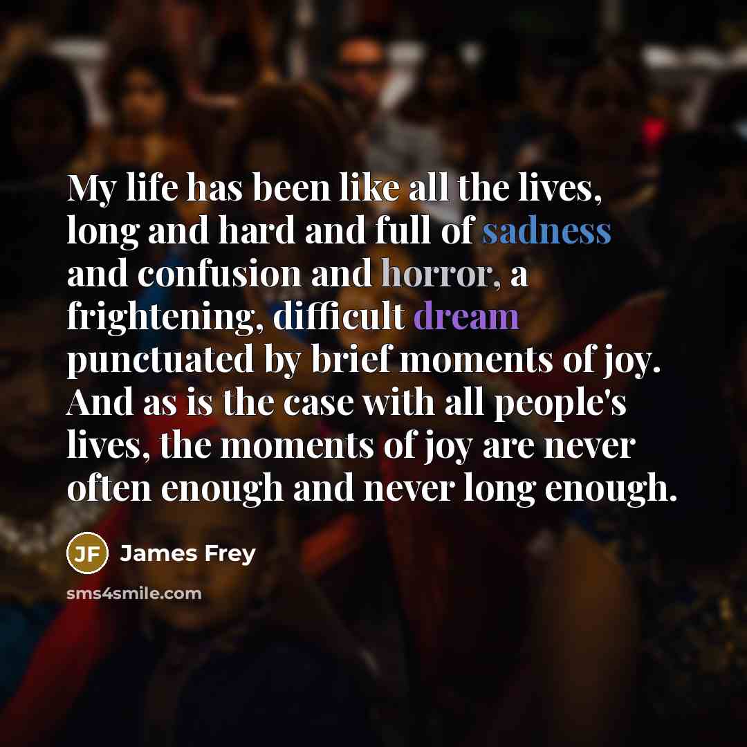 “My life has been like all the lives, long and…” quote by James Frey