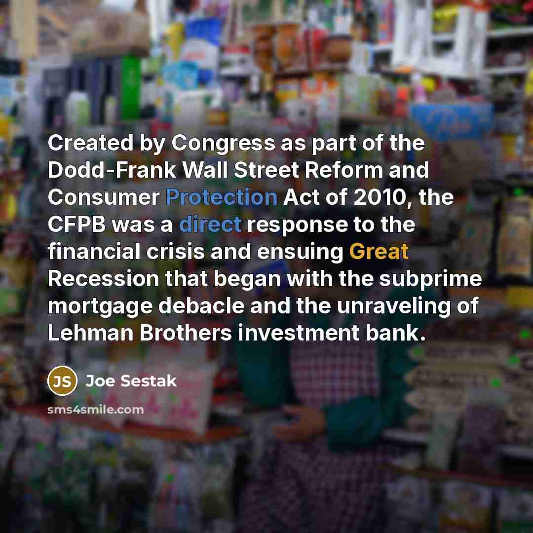 “Created by Congress as part of the Dodd-Frank Wall Street…” quote by Joe Sestak