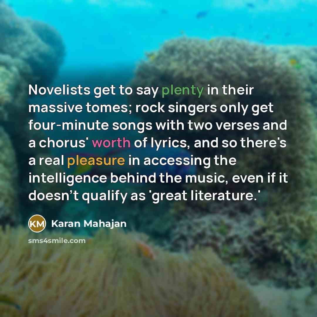 “Novelists get to say plenty in their massive tomes; rock…” quote by Karan Mahajan