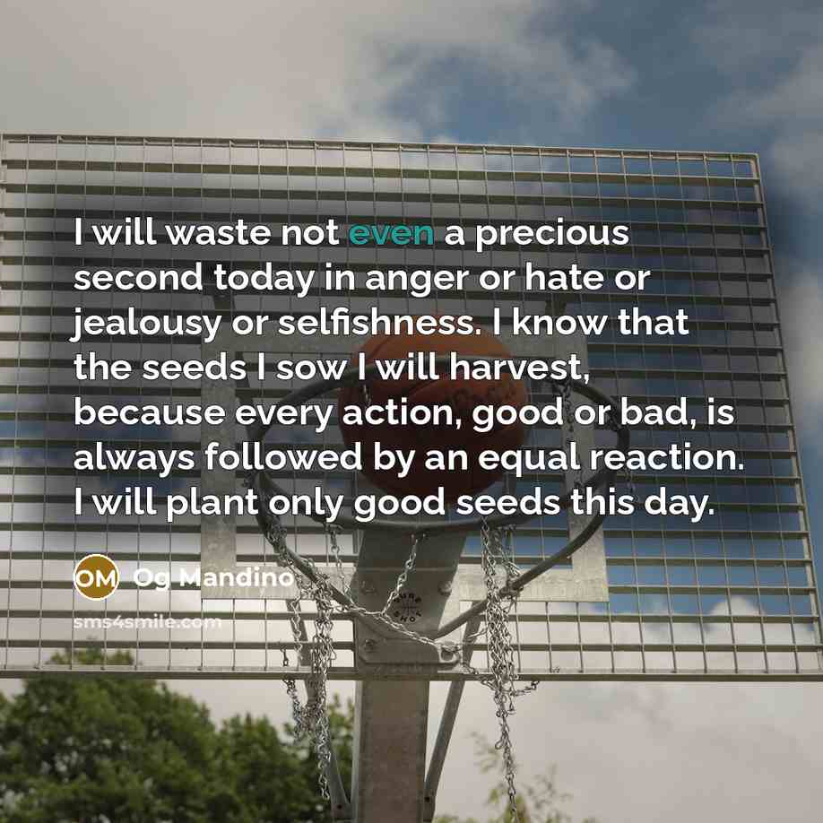 “I will waste not even a precious second today in…” quote by Og Mandino