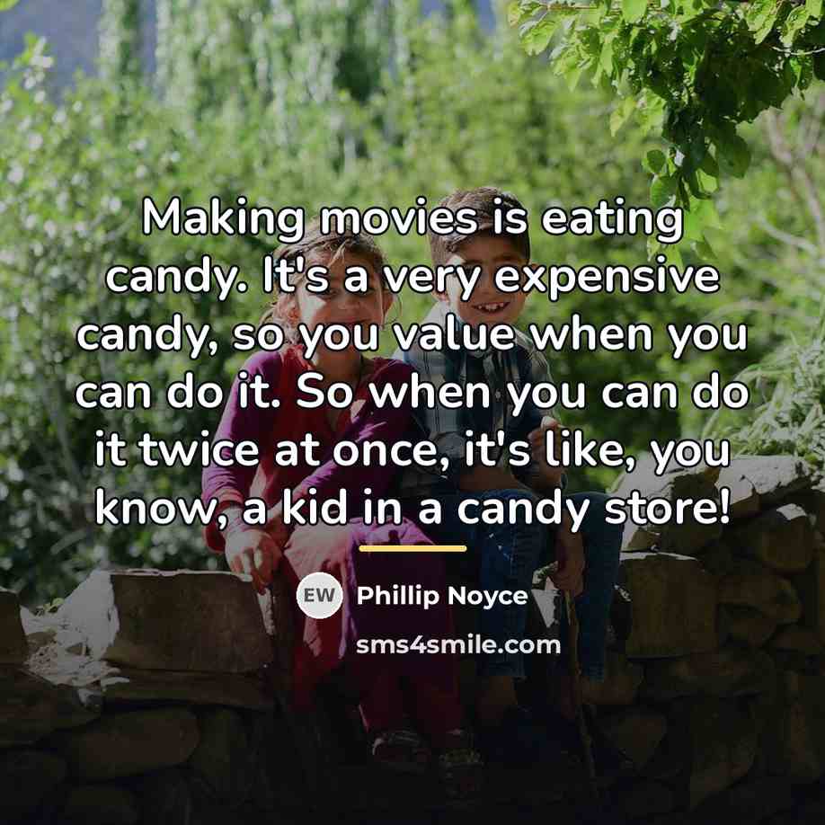 “Making movies is eating candy. It's a very expensive candy,…” quote by Phillip Noyce