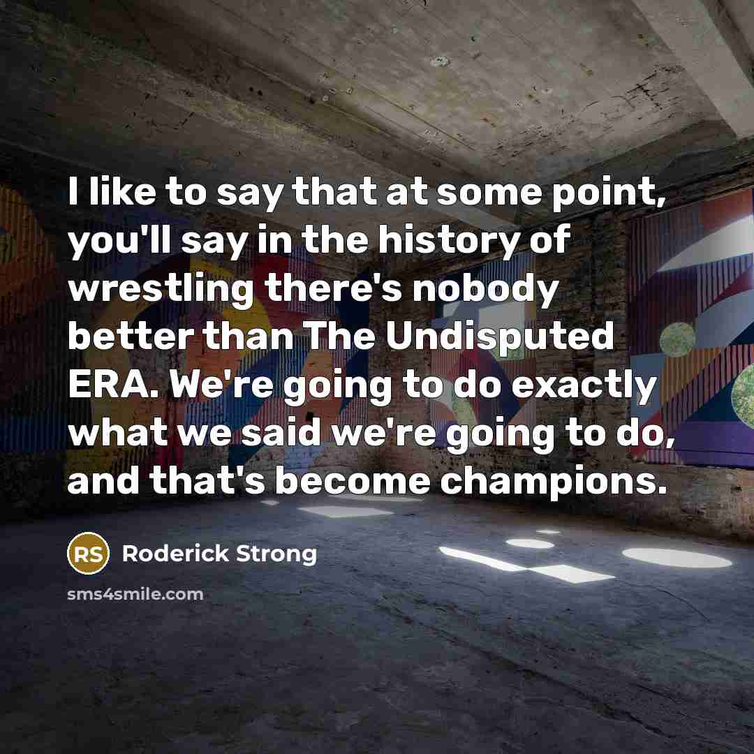 “I like to say that at some point, you'll say…” quote by Roderick Strong