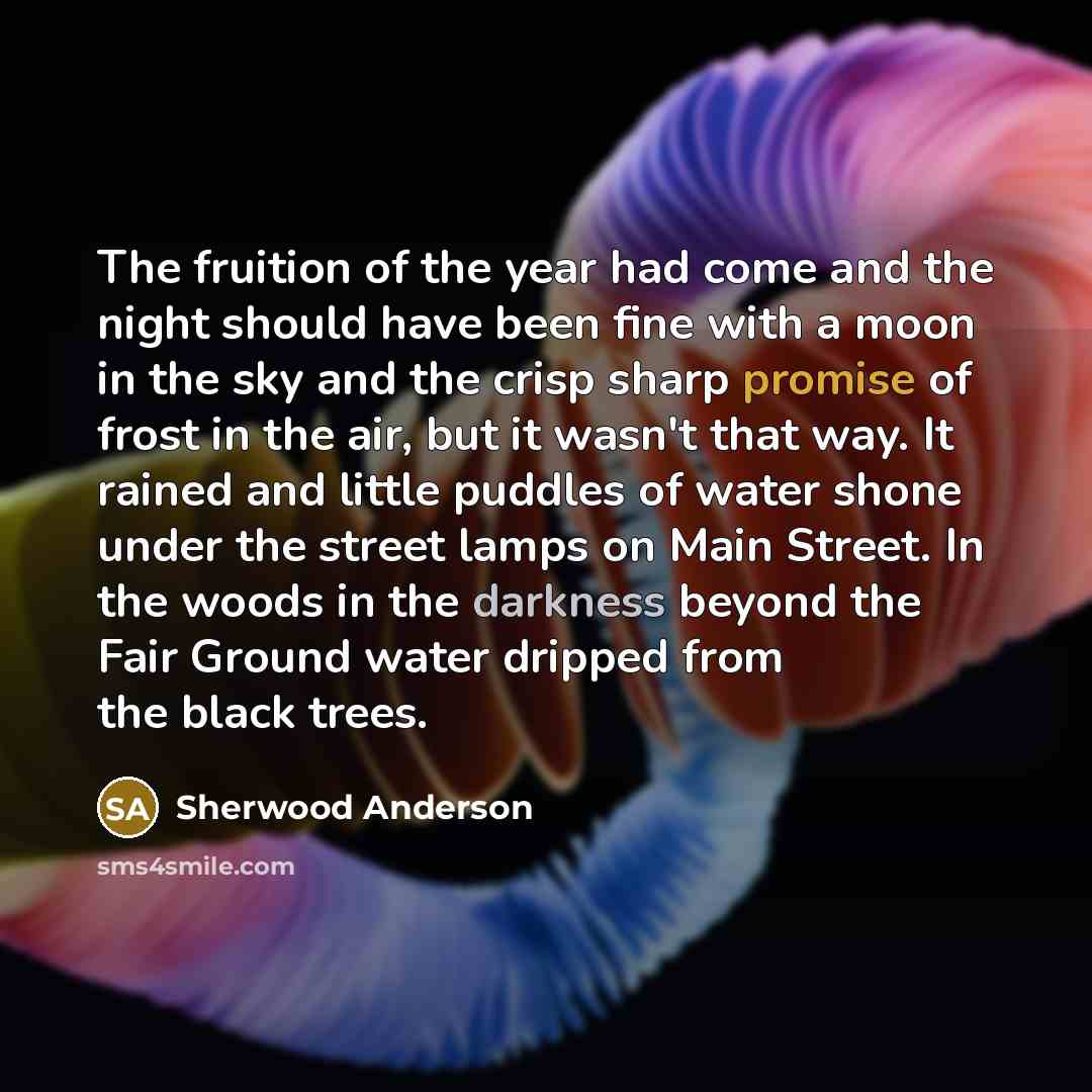 “The fruition of the year had come and the night…” quote by Sherwood Anderson