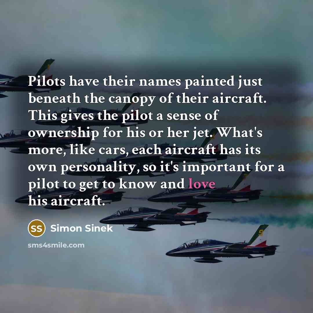 “Pilots have their names painted just beneath the canopy of…” quote by Simon Sinek