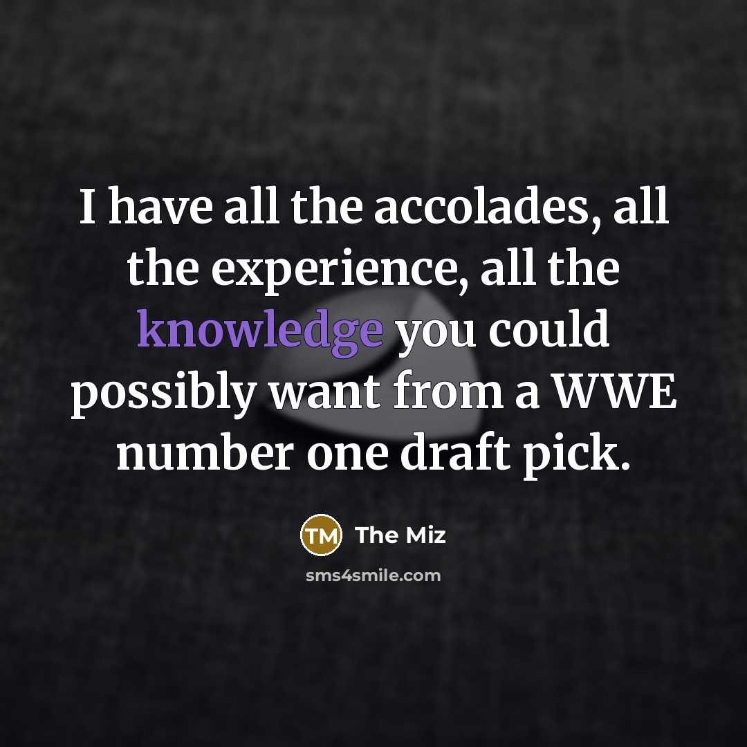 “I have all the accolades, all the experience, all the knowledge you could possibly want from a WWE number one draft pick.” quote by The Miz