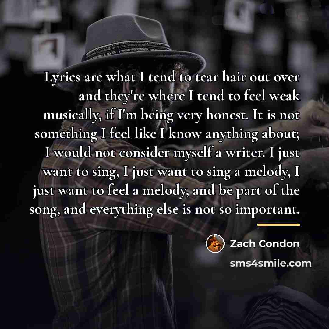 “Lyrics are what I tend to tear hair out over…” quote by Zach Condon