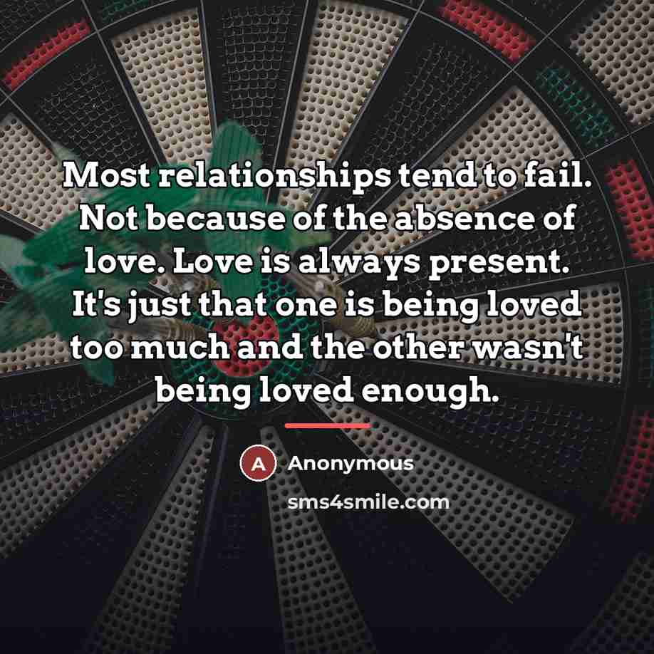 “Most relationships tend to fail. Not because of the absence…” quote by Anonymous