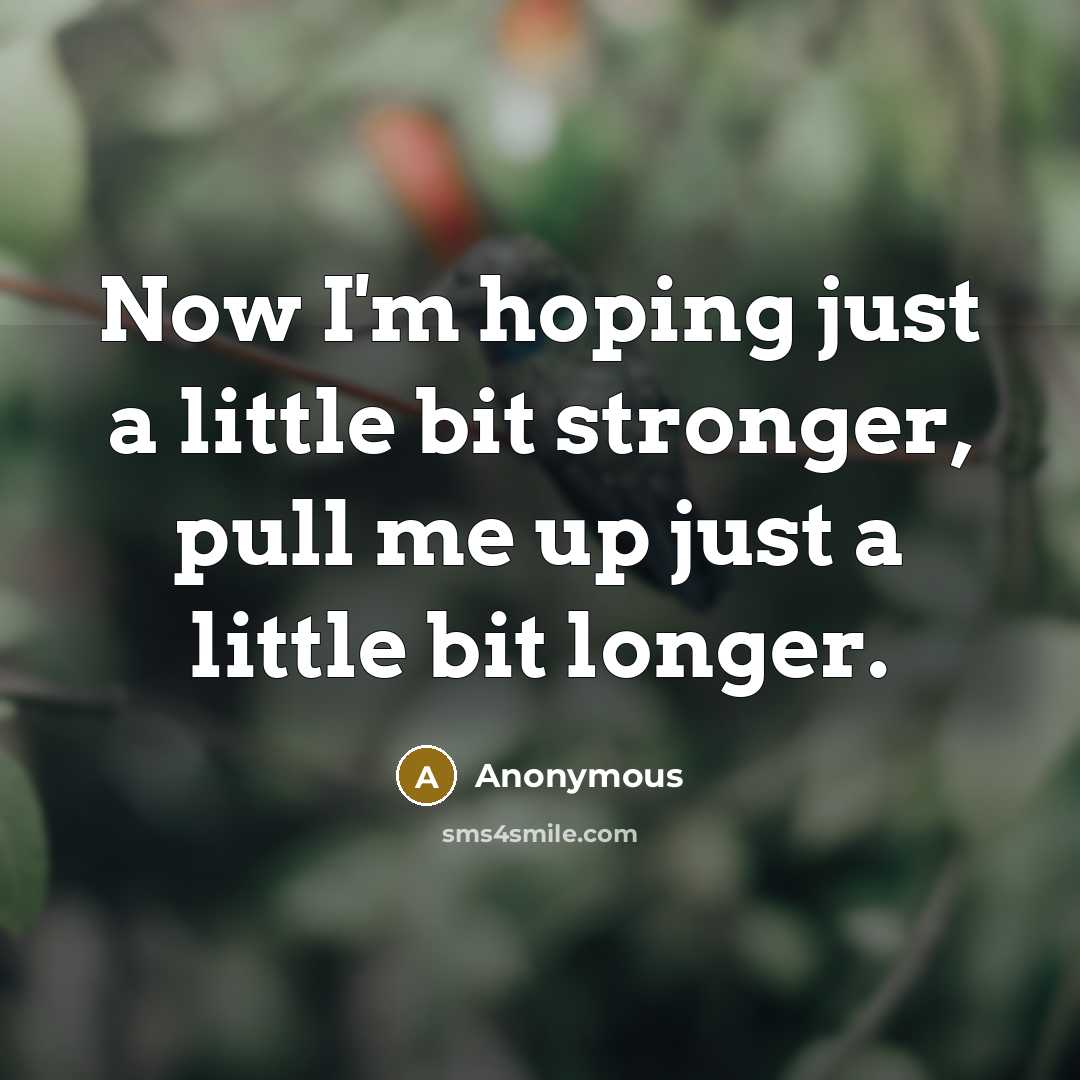 “Now I'm hoping just a little bit stronger, pull me up just a little bit longer.” quote by Anonymous