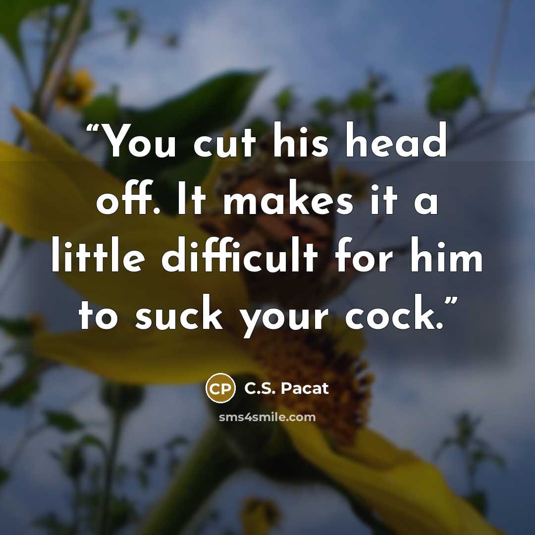 “You cut his head off. It makes it a little difficult for him to suck your cock.” quote by C.S. Pacat
