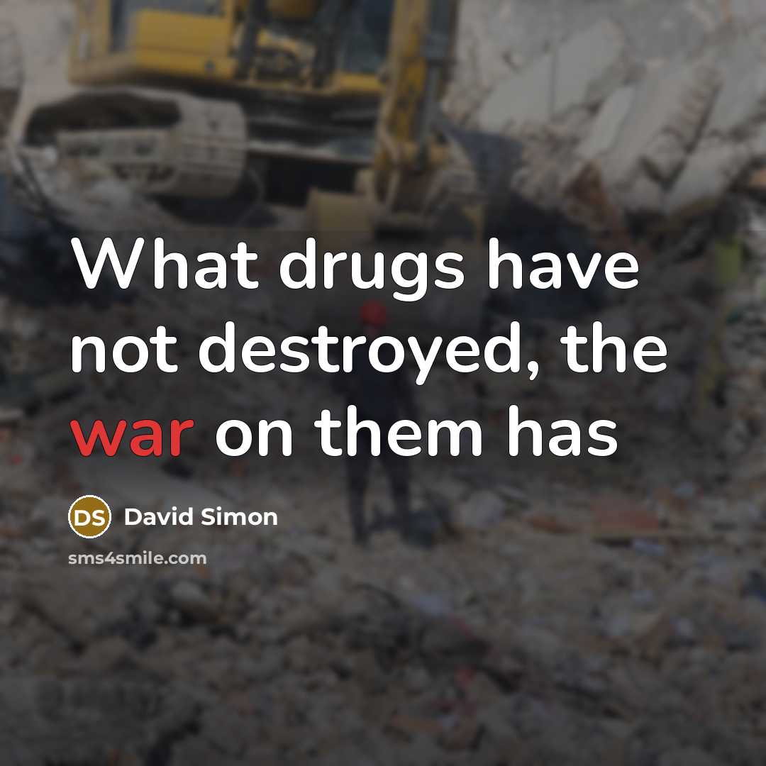 “What drugs have not destroyed, the war on them has…” quote by David Simon