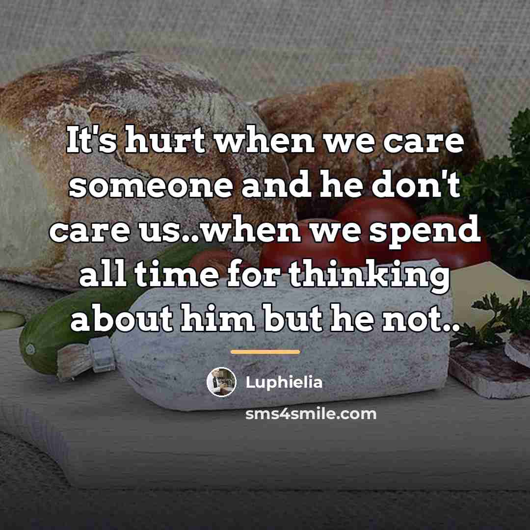 “It's hurt when we care someone and he don't care…” quote by Luphielia
