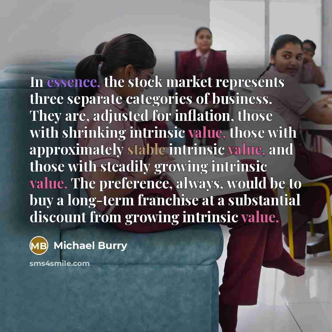 “In essence, the stock market represents three separate categories of…” quote by Michael Burry