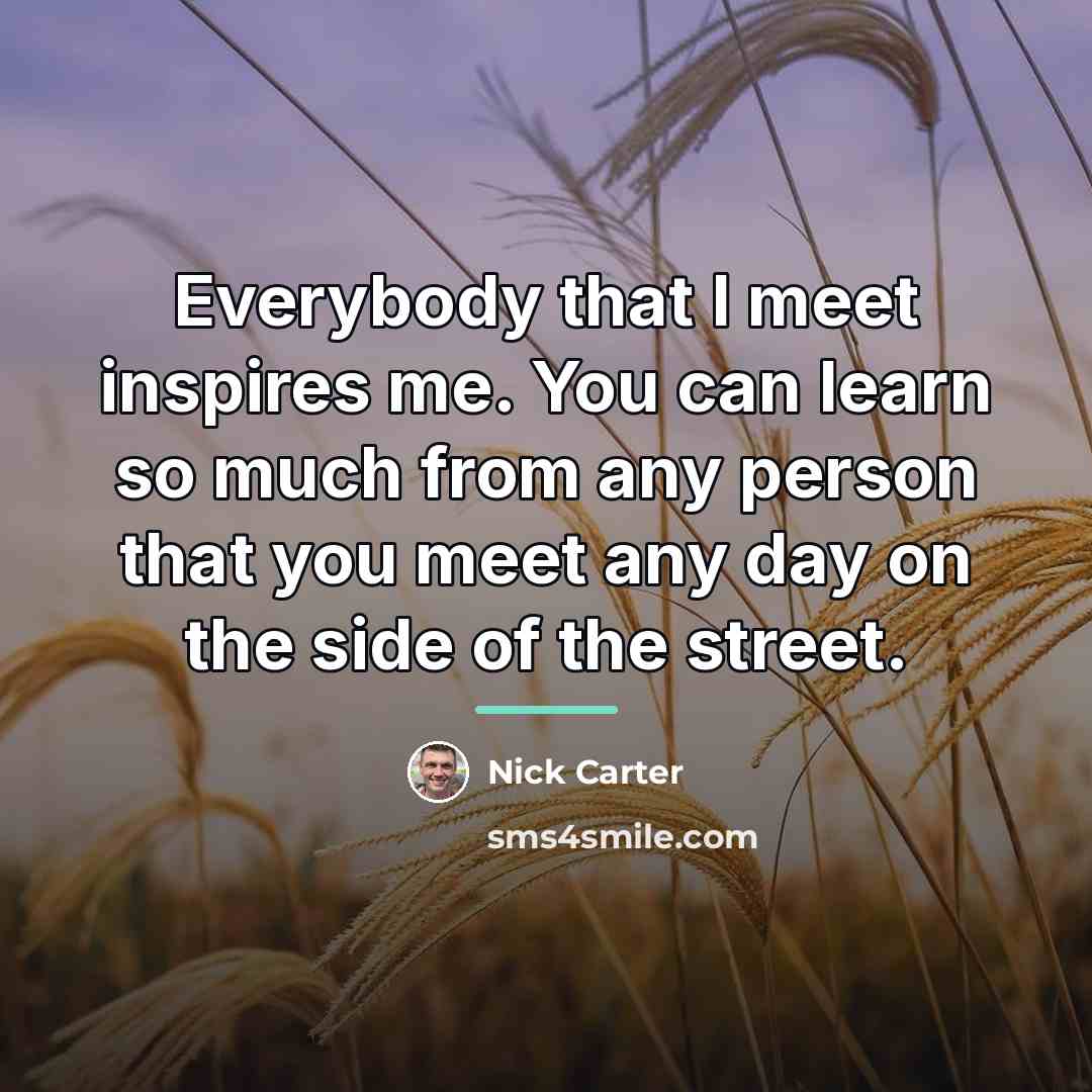 “Everybody that I meet inspires me. You can learn so…” quote by Nick Carter