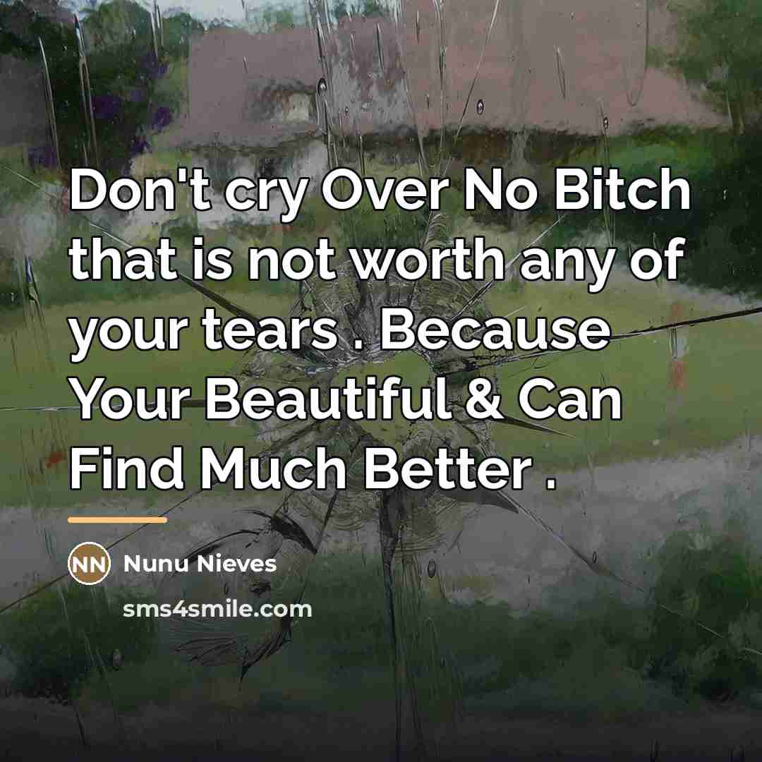 “Don't cry Over No Bitch that is not worth any…” quote by Nunu Nieves