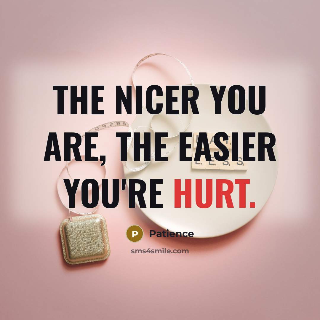“The nicer you are, the easier you're hurt.…” quote by Patience