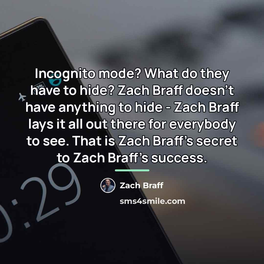 “Incognito mode? What do they have to hide? Zach Braff…” quote by Zach Braff