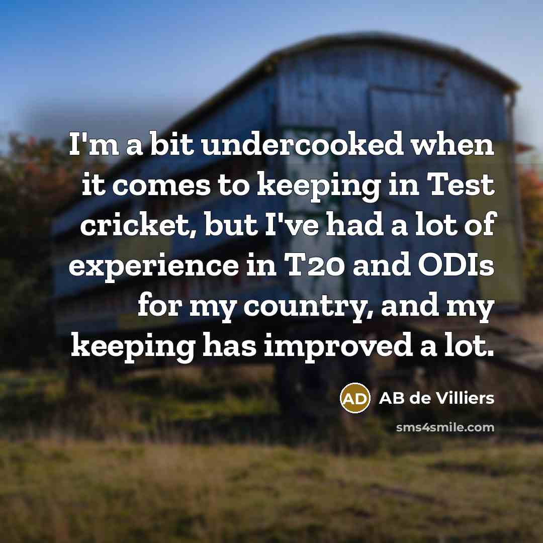 “I'm a bit undercooked when it comes to keeping in…” quote by AB de Villiers