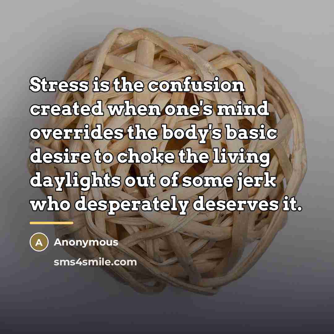 “Stress is the confusion created when one's mind overrides the…” quote by Anonymous