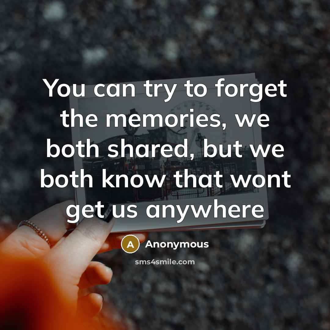 “You can try to forget the memories, we both shared,…” quote by Anonymous