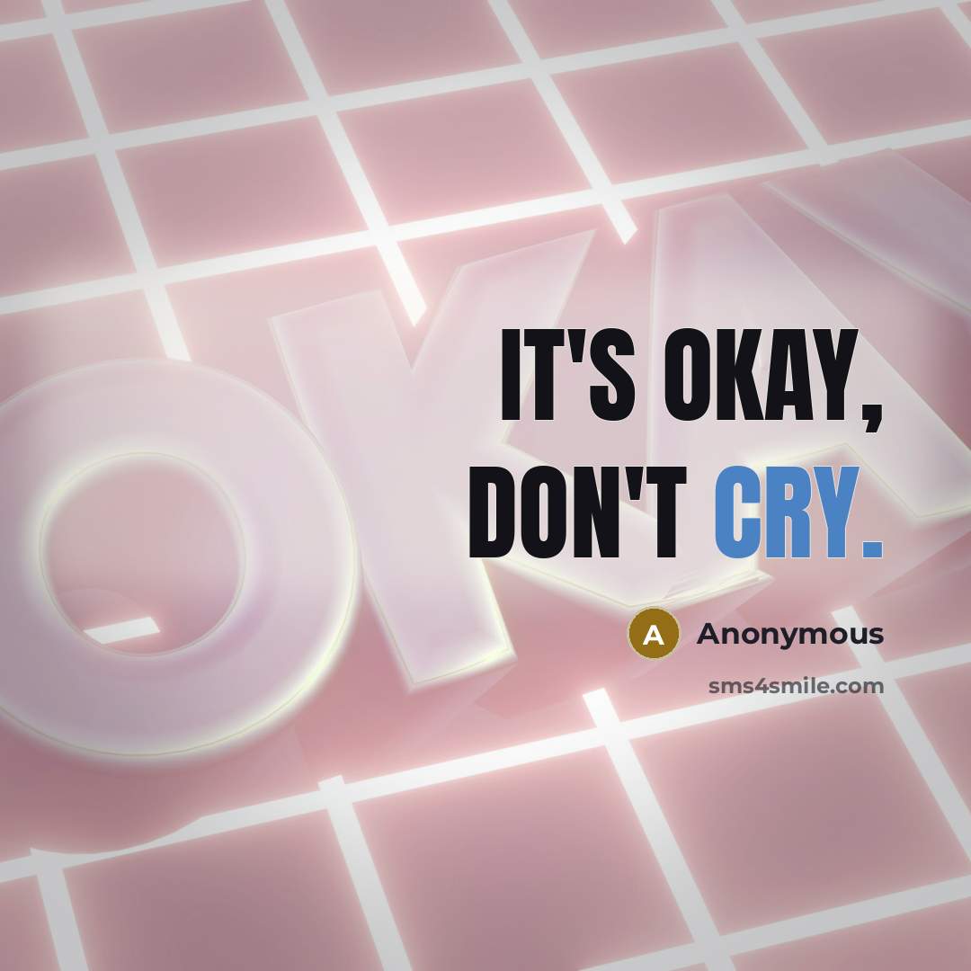 “It's okay, don't cry.” quote by Anonymous