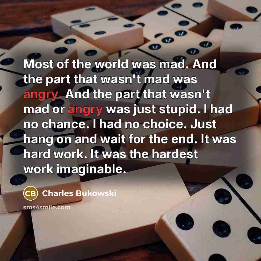 “Most of the world was mad. And the part that…” quote by Charles Bukowski
