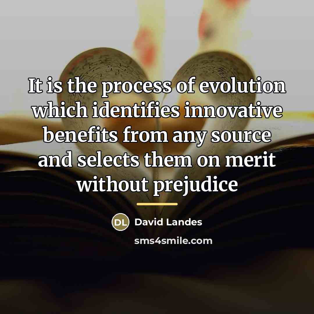 “It is the process of evolution which identifies innovative benefits…” quote by David Landes