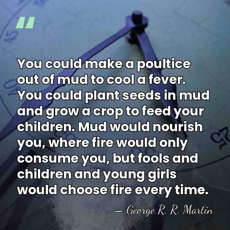 You could make a poultice out of mud to cool a fever.&hellip; - George R. R. Martin