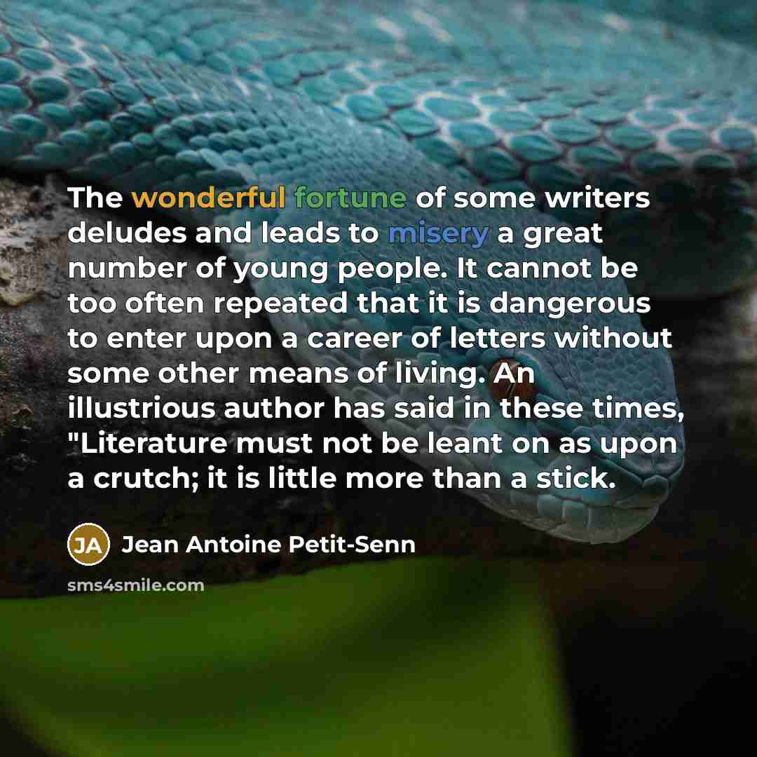 “The wonderful fortune of some writers deludes and leads to…” quote by Jean Antoine Petit-Senn