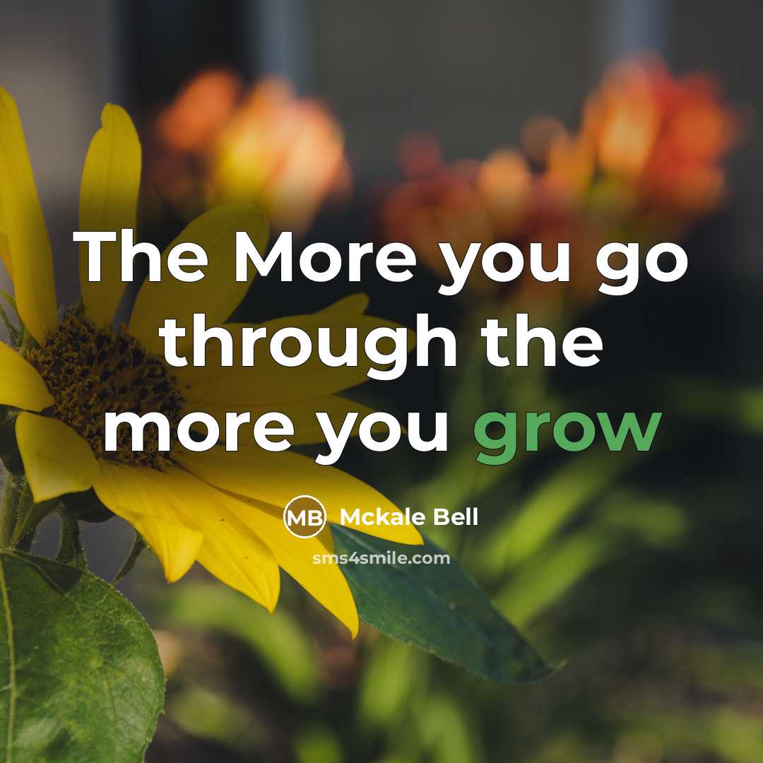 “The More you go through the more you grow…” quote by Mckale Bell