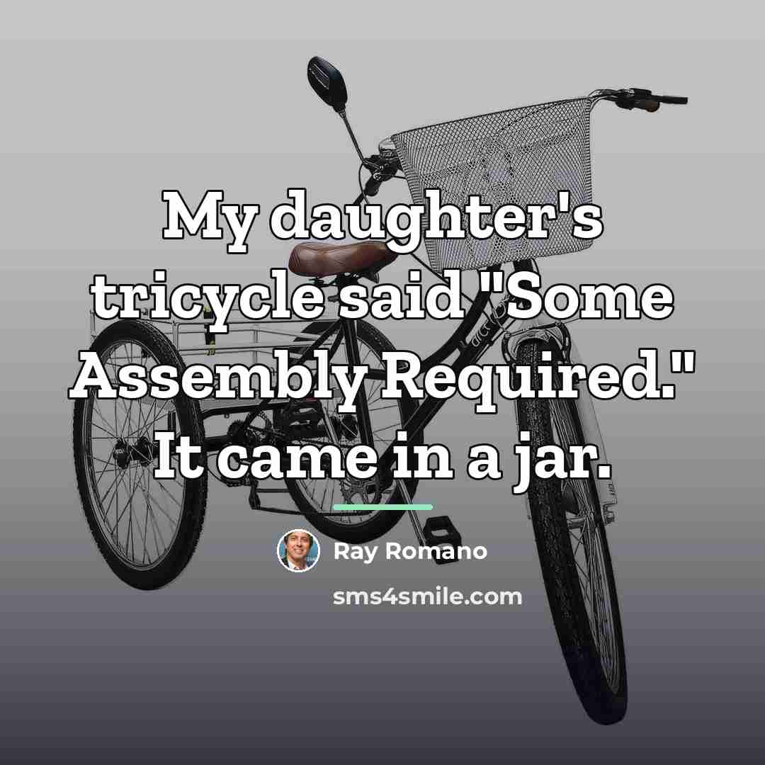 “My daughter's tricycle said "Some Assembly Required." It came in…” quote by Ray Romano