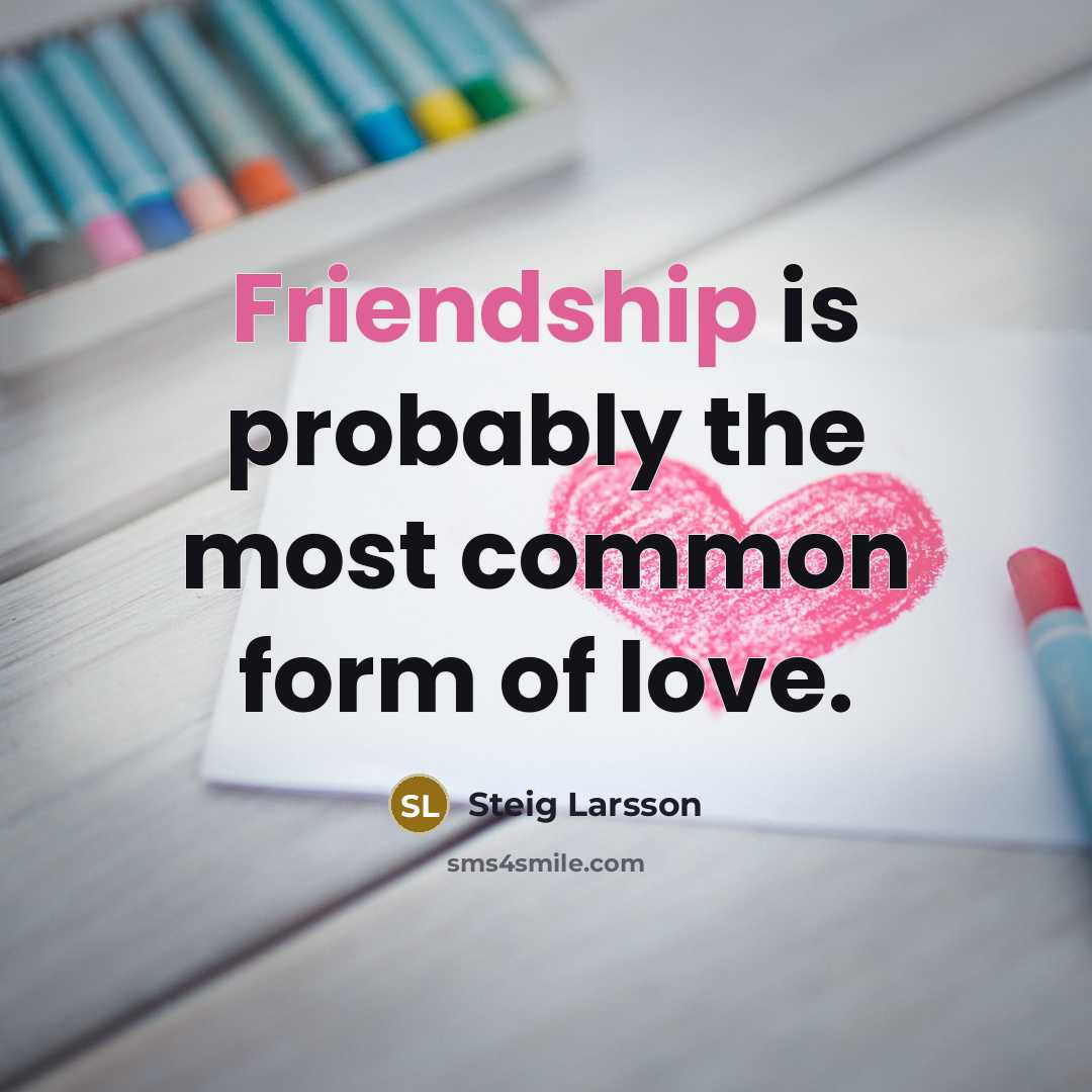 “Friendship is probably the most common form of love.…” quote by Steig Larsson