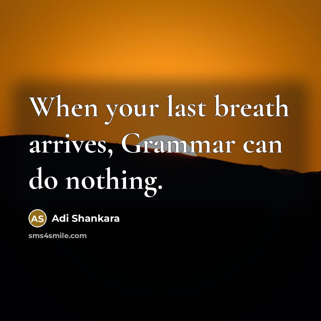 “When your last breath arrives, Grammar can do nothing.” quote by Adi Shankara