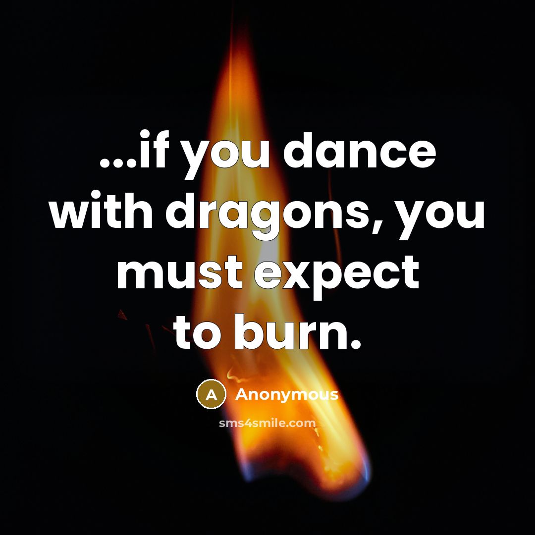 “...if you dance with dragons, you must expect to burn.” quote by Anonymous