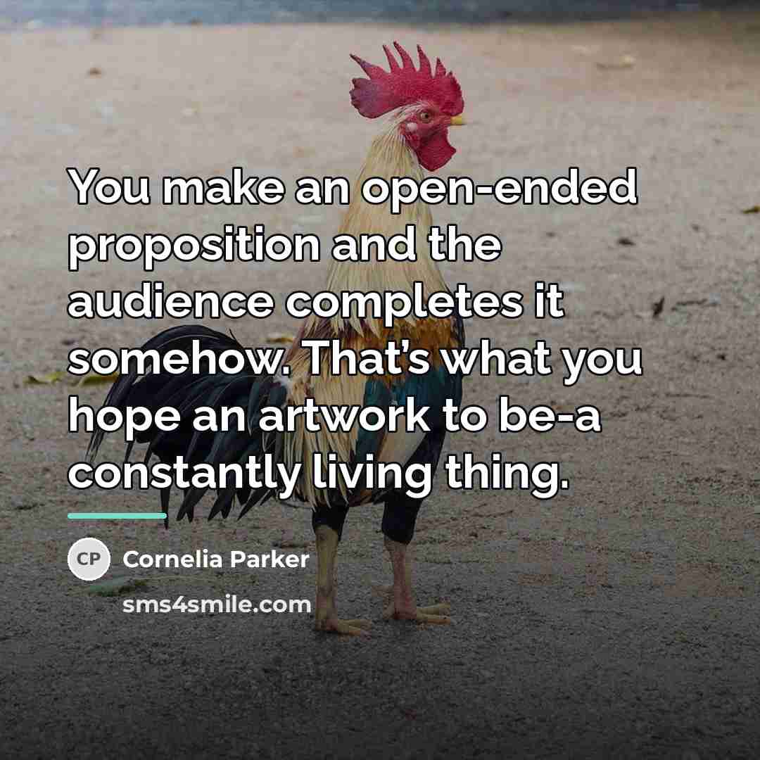 “You make an open-ended proposition and the audience completes it…” quote by Cornelia Parker