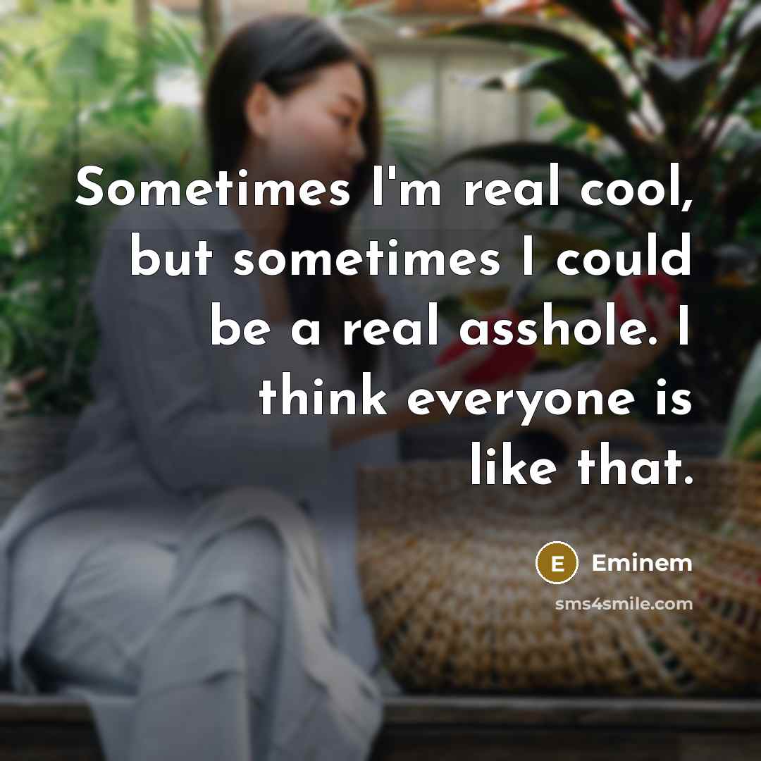 “Sometimes I'm real cool, but sometimes I could be a…” quote by Eminem