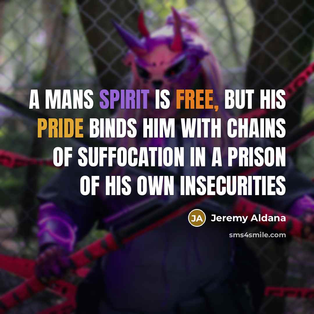 “A mans spirit is free, but his pride binds him…” quote by Jeremy Aldana