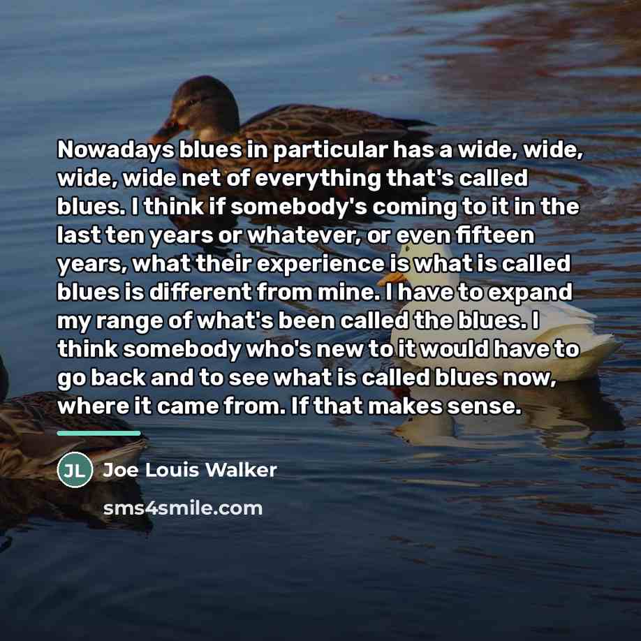 “Nowadays blues in particular has a wide, wide, wide, wide…” quote by Joe Louis Walker